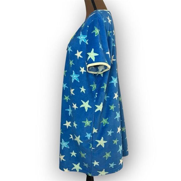 Jasmine Rose Intimates Soft Terry Cloth Front Zip Cover-up Star Robe Women’s L - Picture 5 of 7